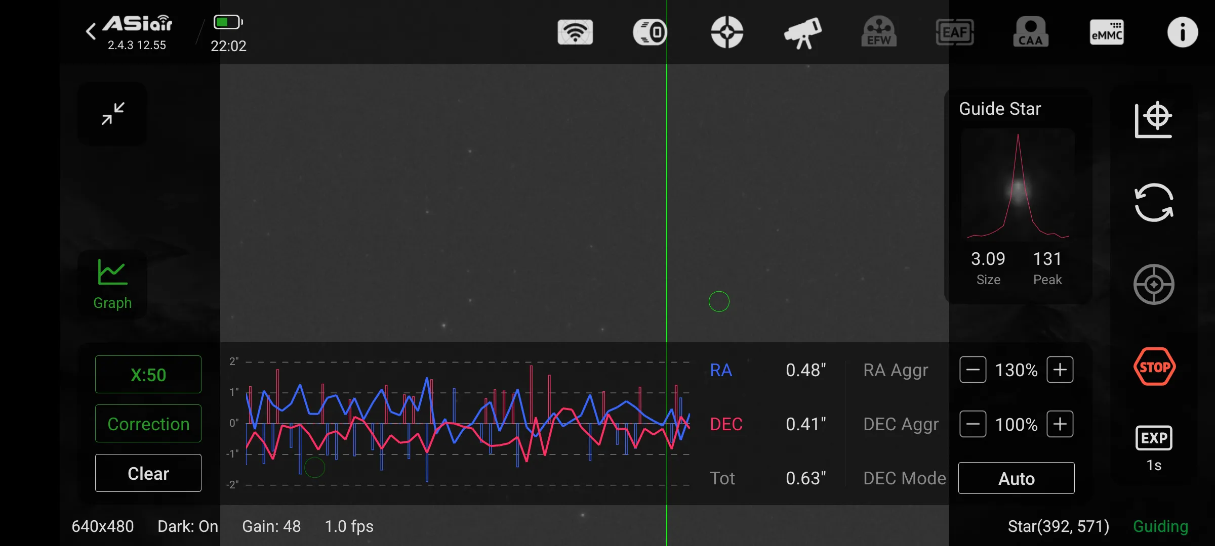 オートガイド中